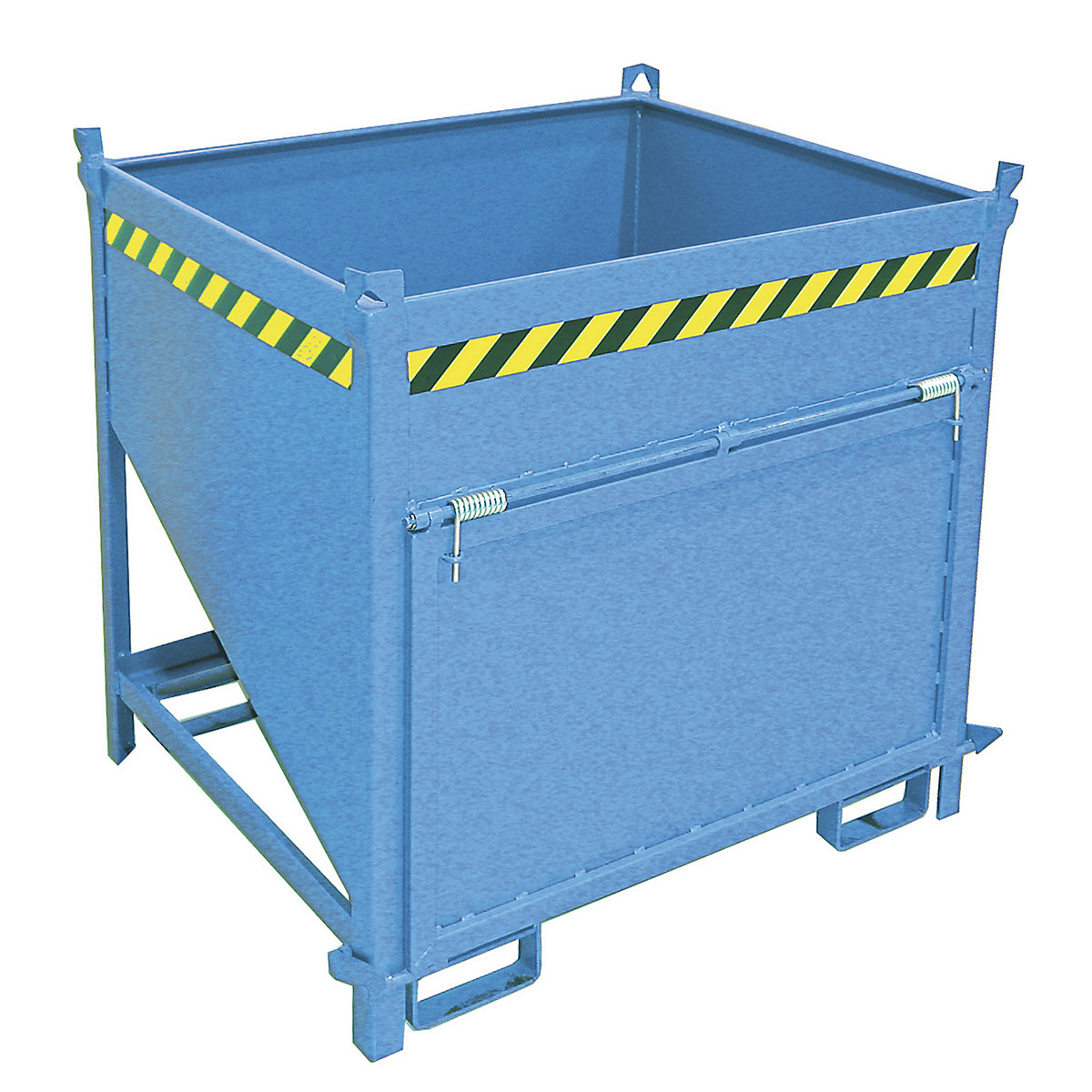 Silo container – eurokraft pro, capacity 0.75 m³, with front flap, light blue RAL 5012-7
