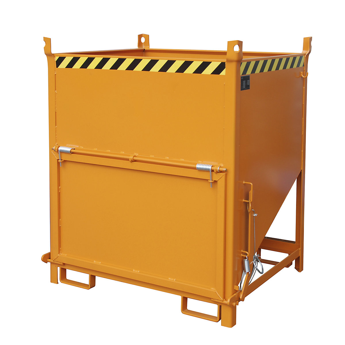 Silo container – eurokraft pro, capacity 1 m³, with front flap, yellow orange RAL 2000-6