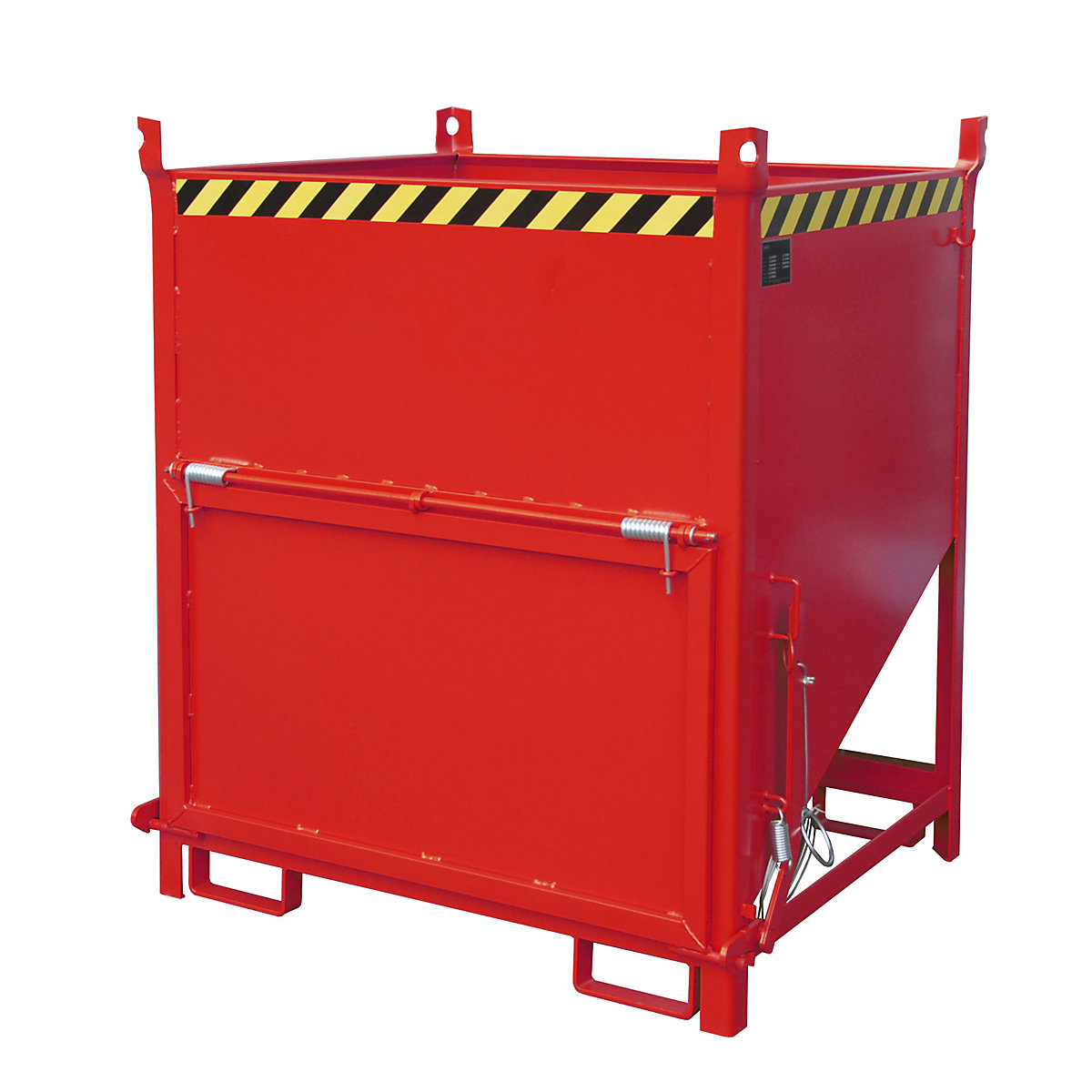 Silo container – eurokraft pro, capacity 1 m³, with front flap, flame red RAL 3000-3