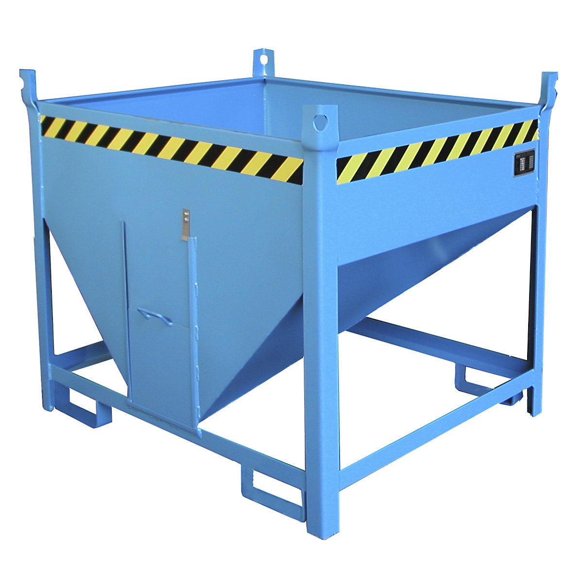Silo container – eurokraft pro, capacity 0.50 m³, sliding trap on front side, light blue RAL 5012-5