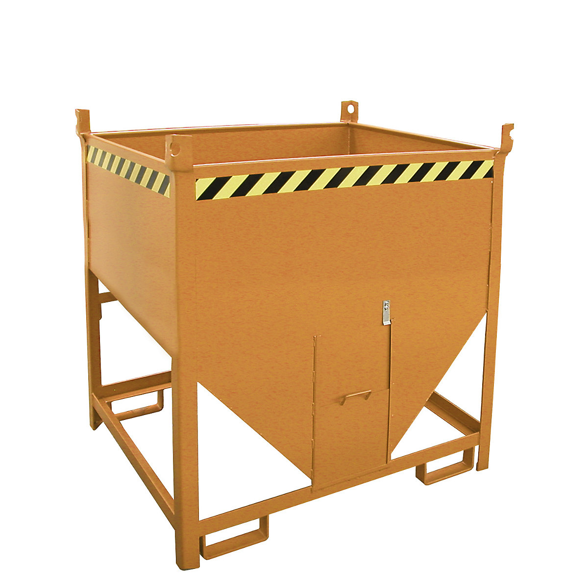 Silo container – eurokraft pro, capacity 0.75 m³, sliding trap on front side, yellow orange RAL 2000-7