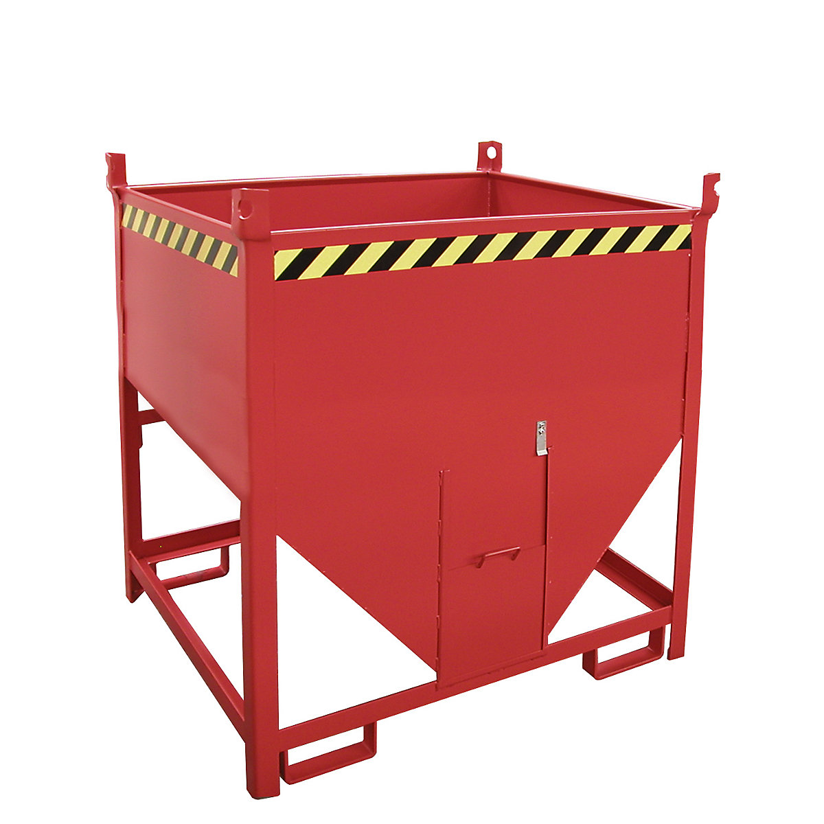 Silo container – eurokraft pro, capacity 0.75 m³, sliding trap on front side, flame red RAL 3000-3