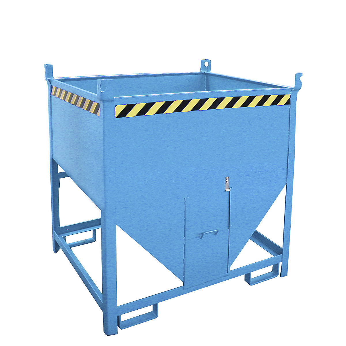 Silo container – eurokraft pro, capacity 0.75 m³, sliding trap on front side, light blue RAL 5012-4
