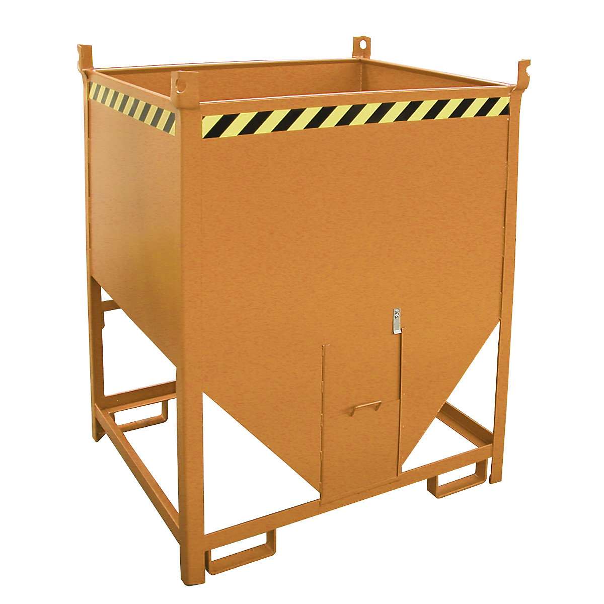 Silo container – eurokraft pro, capacity 1 m³, sliding trap on front side, yellow orange RAL 2000-6
