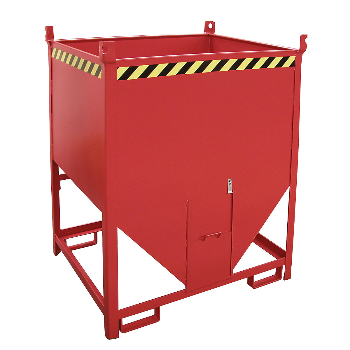 Silo container – eurokraft pro, capacity 1 m³, sliding trap on front side, flame red RAL 3000-3
