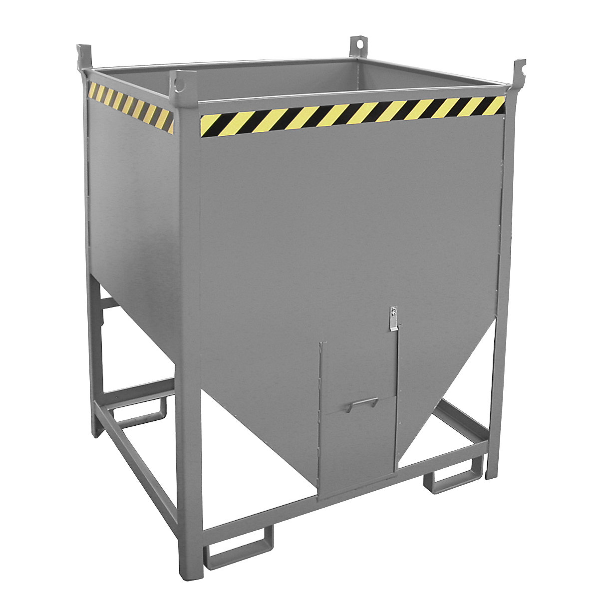 Silo container – eurokraft pro, capacity 1 m³, sliding trap on front side, mouse grey RAL 7005-7