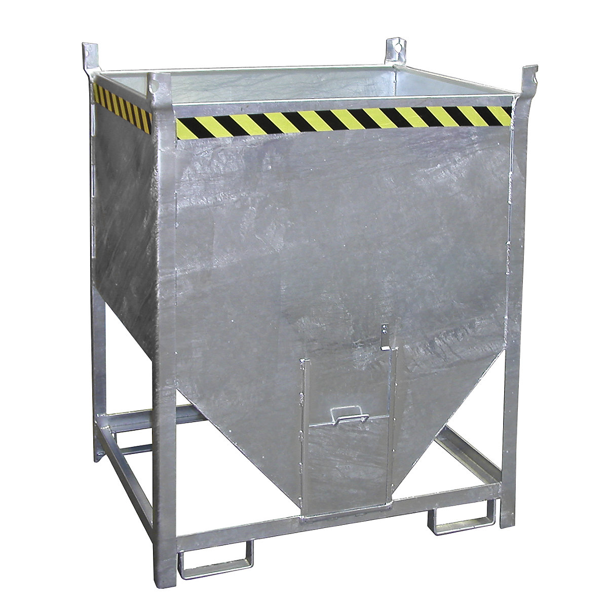 Silo container – eurokraft pro, capacity 1 m³, sliding trap on front side, hot dip galvanised-4
