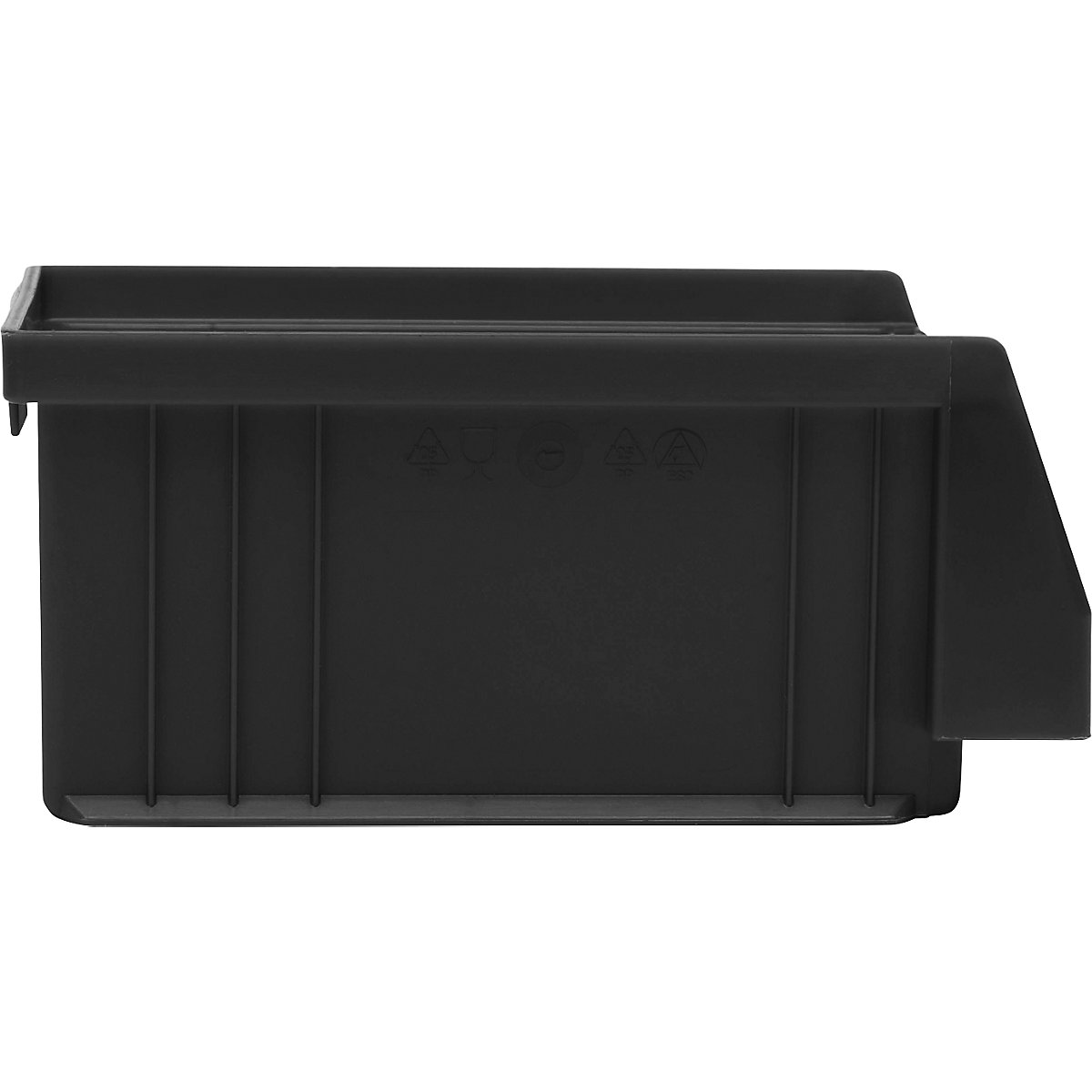 ESD open fronted storage bin, made of PP, with suspension tab, LxWxH 164 x 105 x 75 mm, pack of 25-3