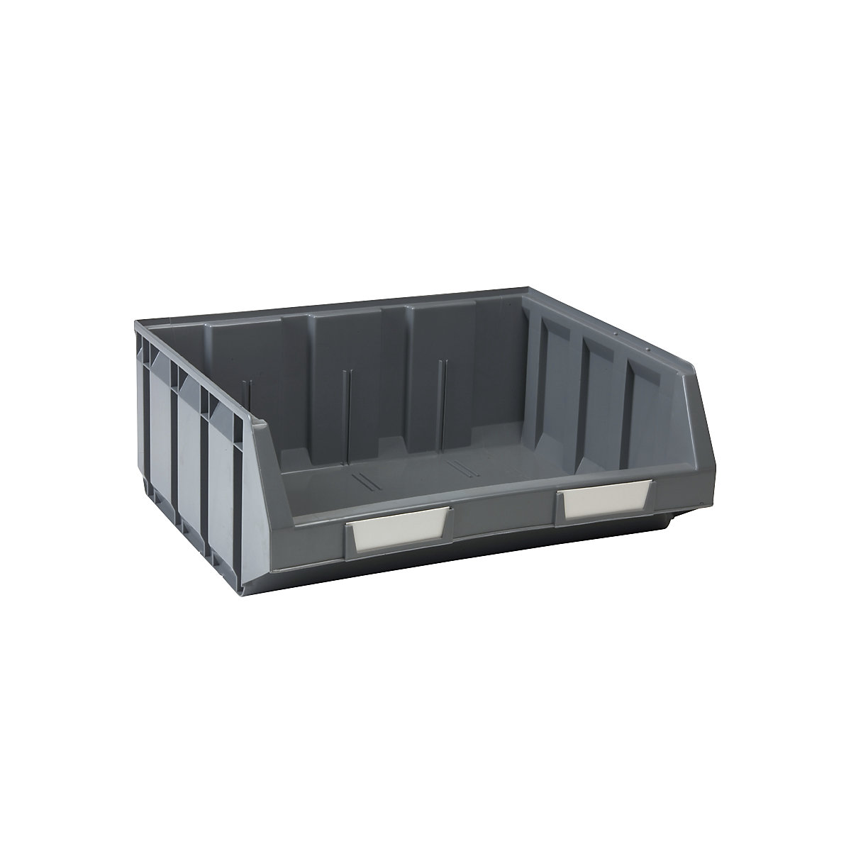 Open fronted storage bin made of polyethylene, LxWxH 345 x 410 x 164 mm, grey, pack of 8-8