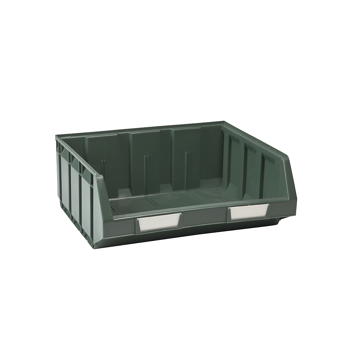 Open fronted storage bin made of polyethylene, LxWxH 345 x 410 x 164 mm, green, pack of 8-9
