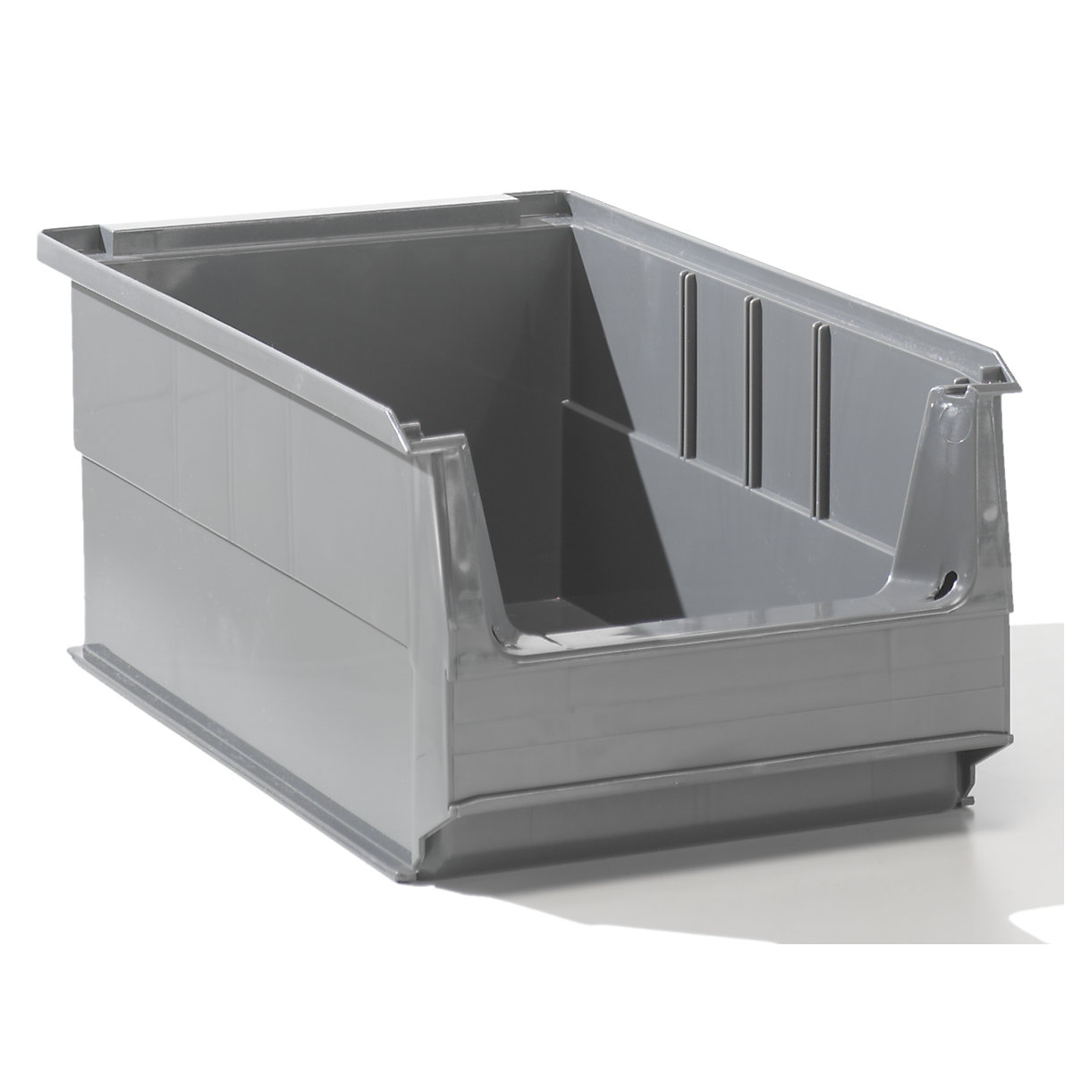Open fronted storage bin made of recycled PE, LxWxH 350 x 205 x 145 mm, grey, pack of 28-5