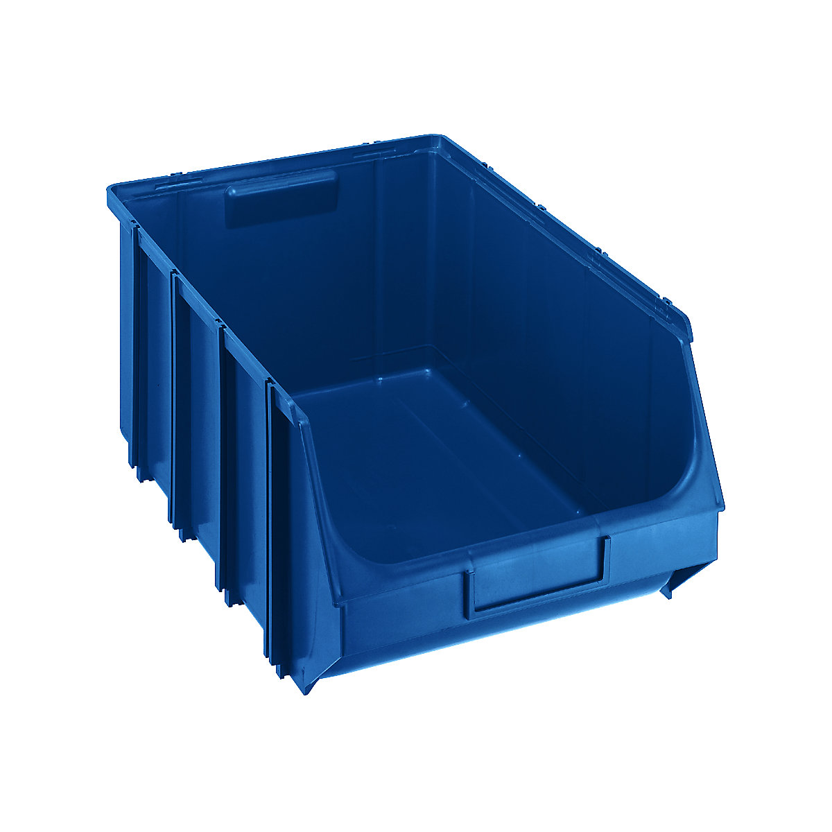 Open fronted storage bin, self-supporting