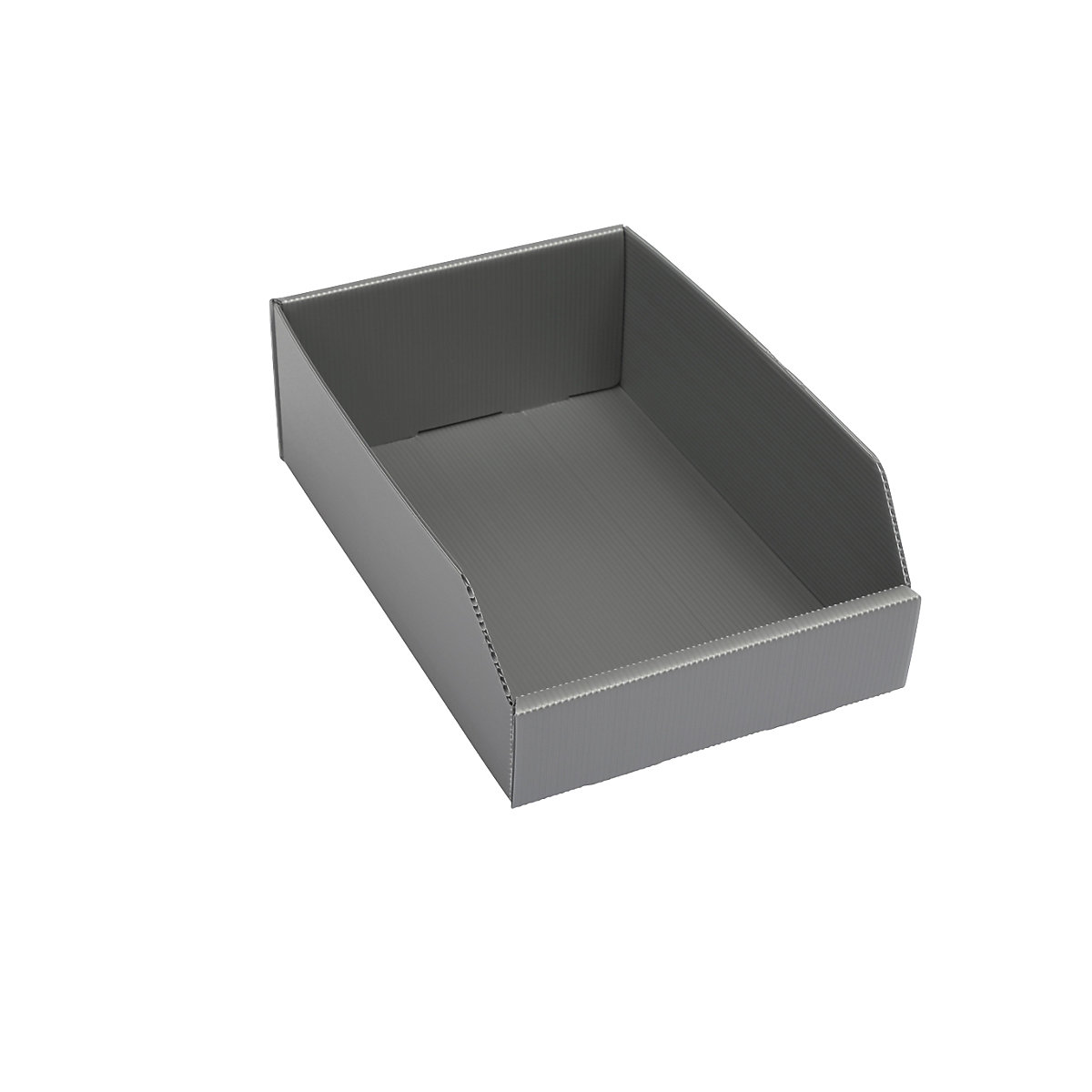 Plastic shelf bin, folding, LxWxH 300x200x100 mm, silver grey, pack of 25-4