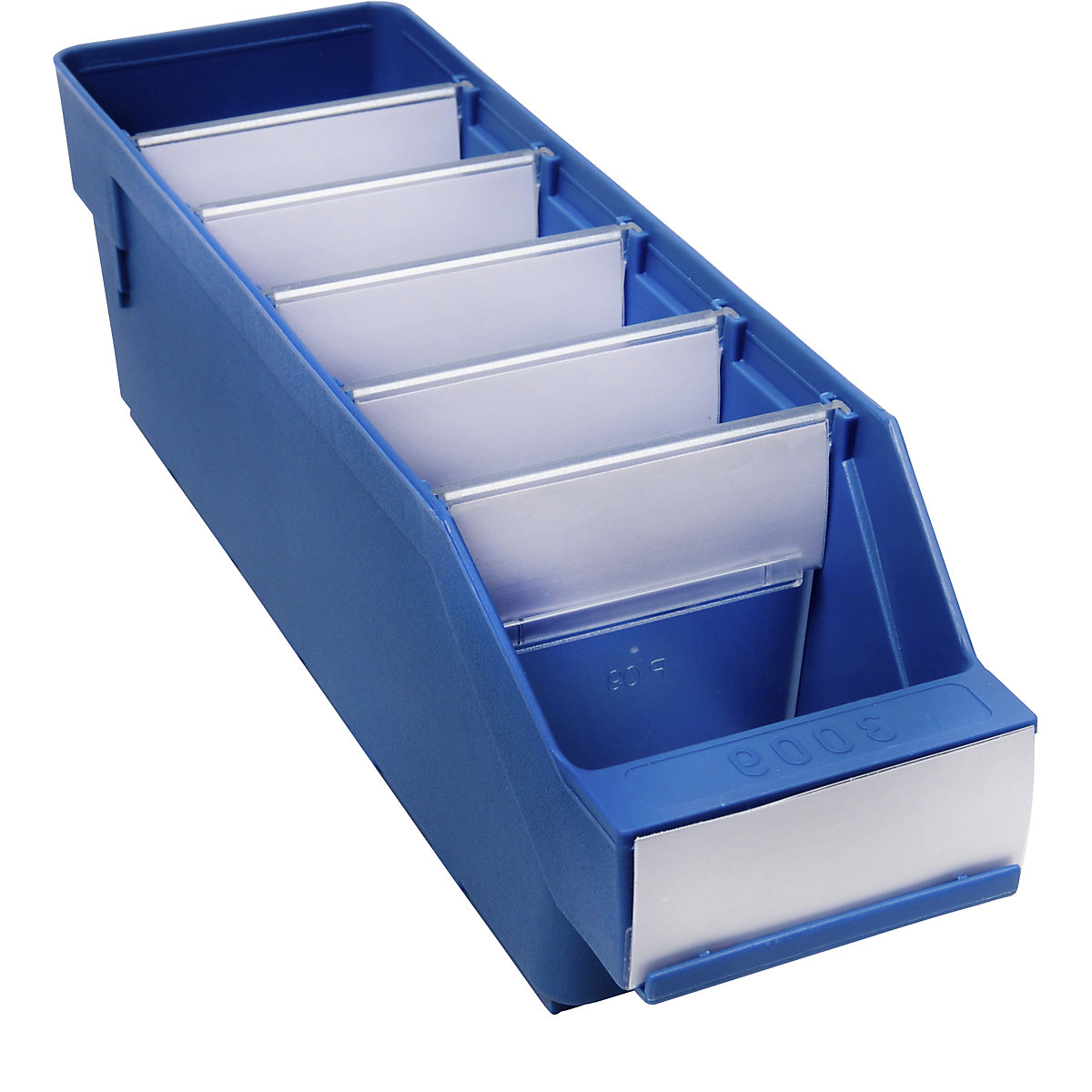 Shelf bin made of highly impact resistant polypropylene – STEMO, blue, LxWxH 300 x 90 x 95 mm, pack of 40-5