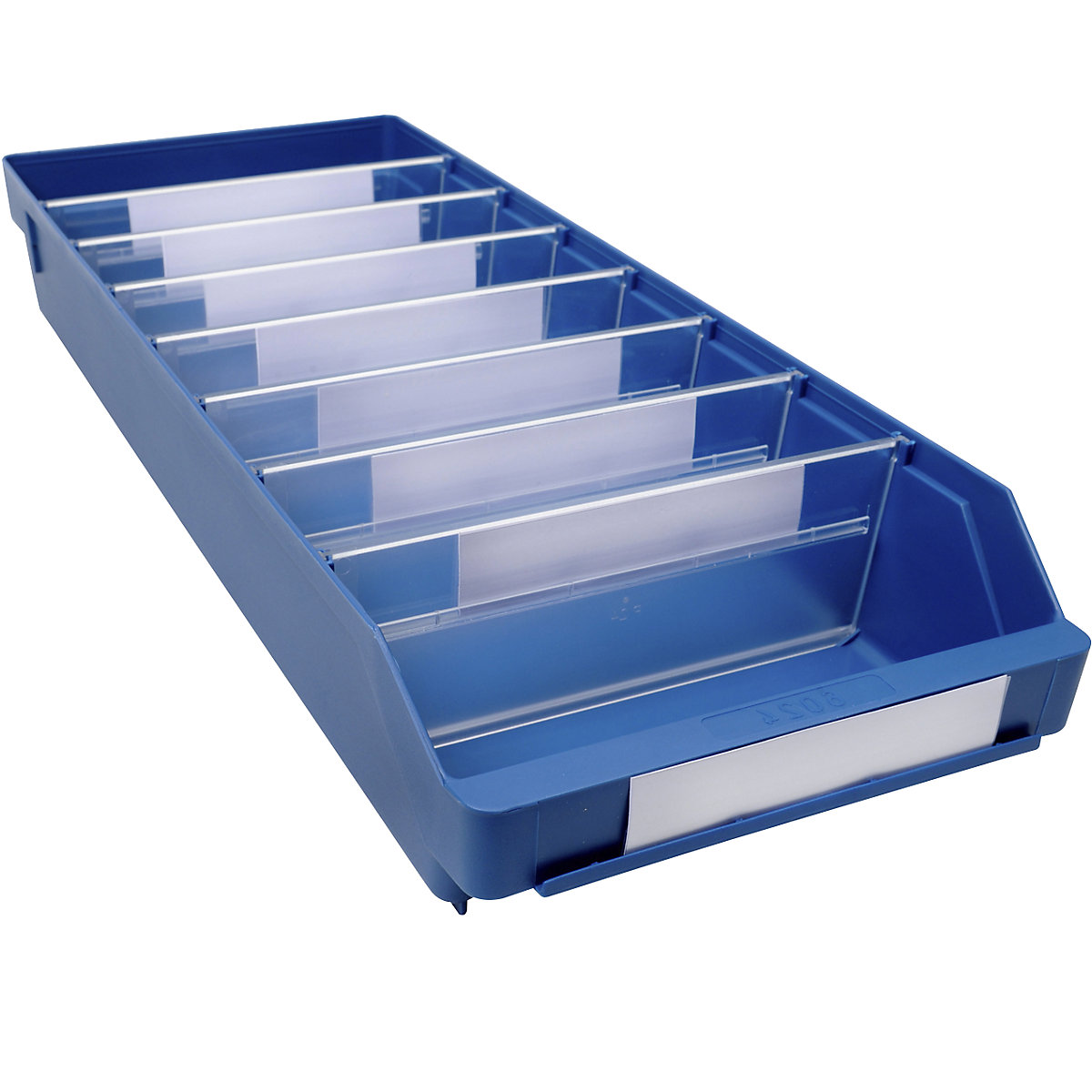 Shelf bin made of highly impact resistant polypropylene – STEMO, blue, LxWxH 600 x 240 x 95 mm, pack of 15-19