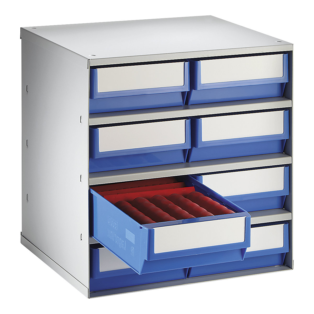 Drawer cabinet, max. housing load 75 kg, HxWxD 395 x 376 x 300 mm, 8 drawers, blue drawers-5