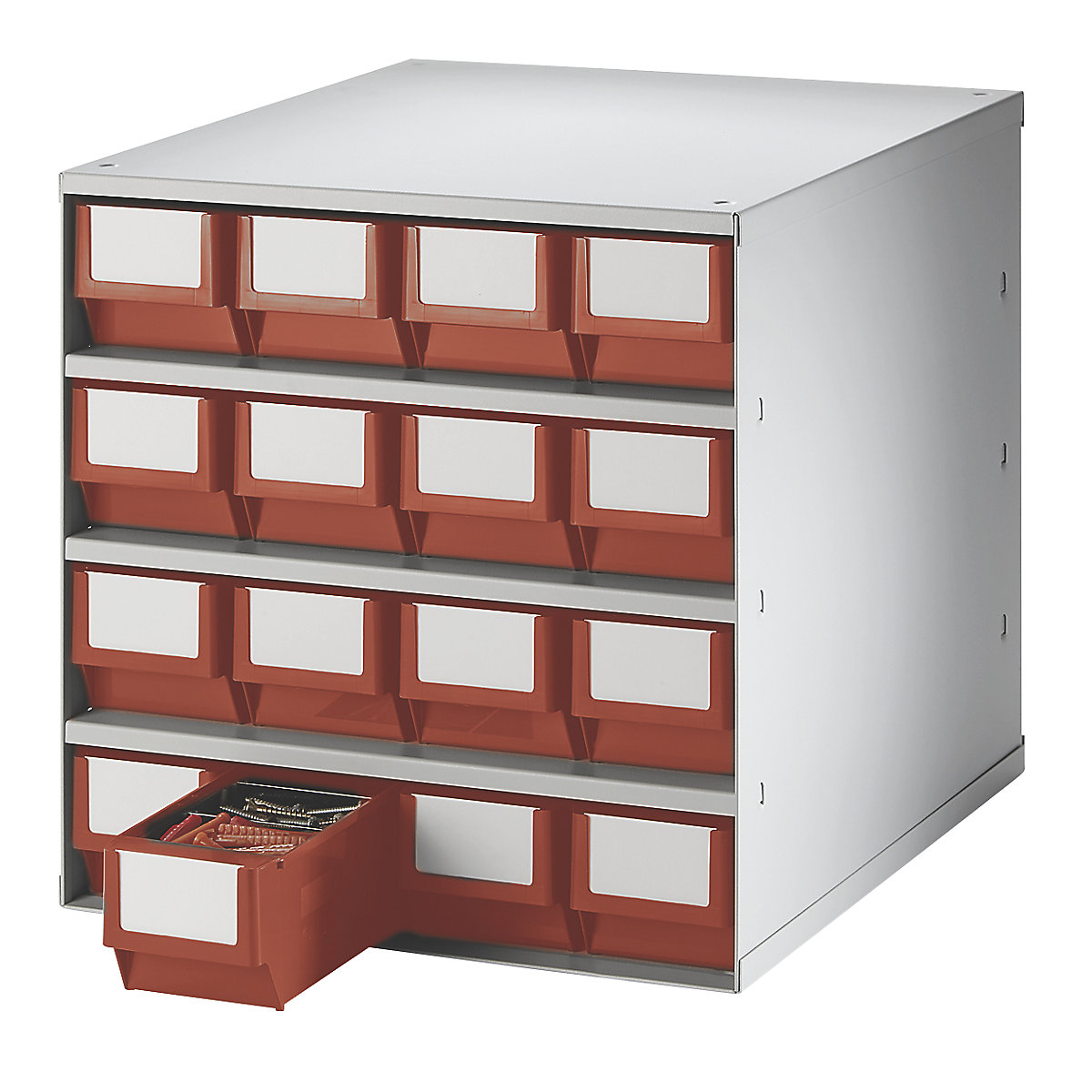 Drawer cabinet, max. housing load 75 kg, HxWxD 395 x 376 x 400 mm, 16 drawers, red drawers-3