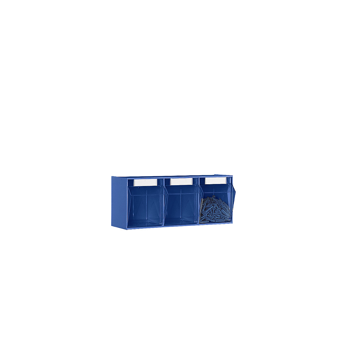 Visual storage container system, housing HxWxD 240 x 600 x 197 mm, 3 bins, blue-8