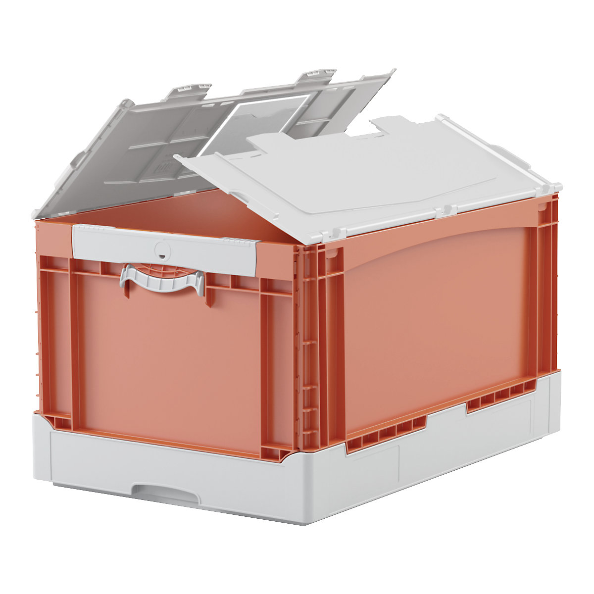 EQ folding box – BITO, with lifting grips, smooth base and lid, LxWxH 600 x 400 x 297 mm, orange-2