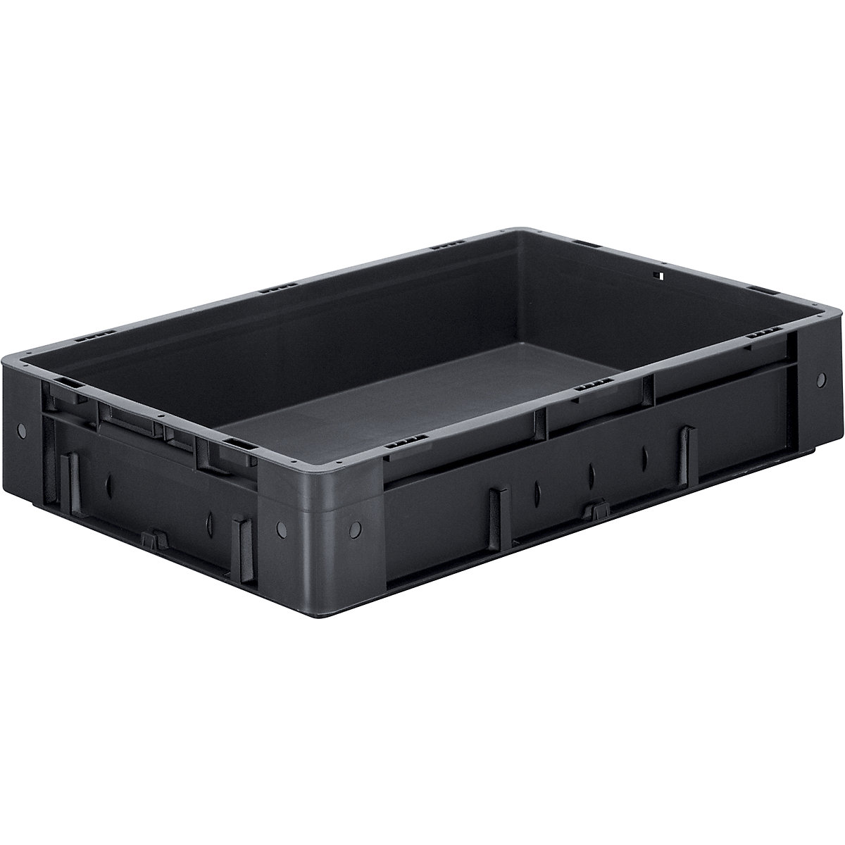 ESD heavy duty EURO-size container, made of polypropylene, LxWxH 600 x 400 x 120 mm, pack of 2-3
