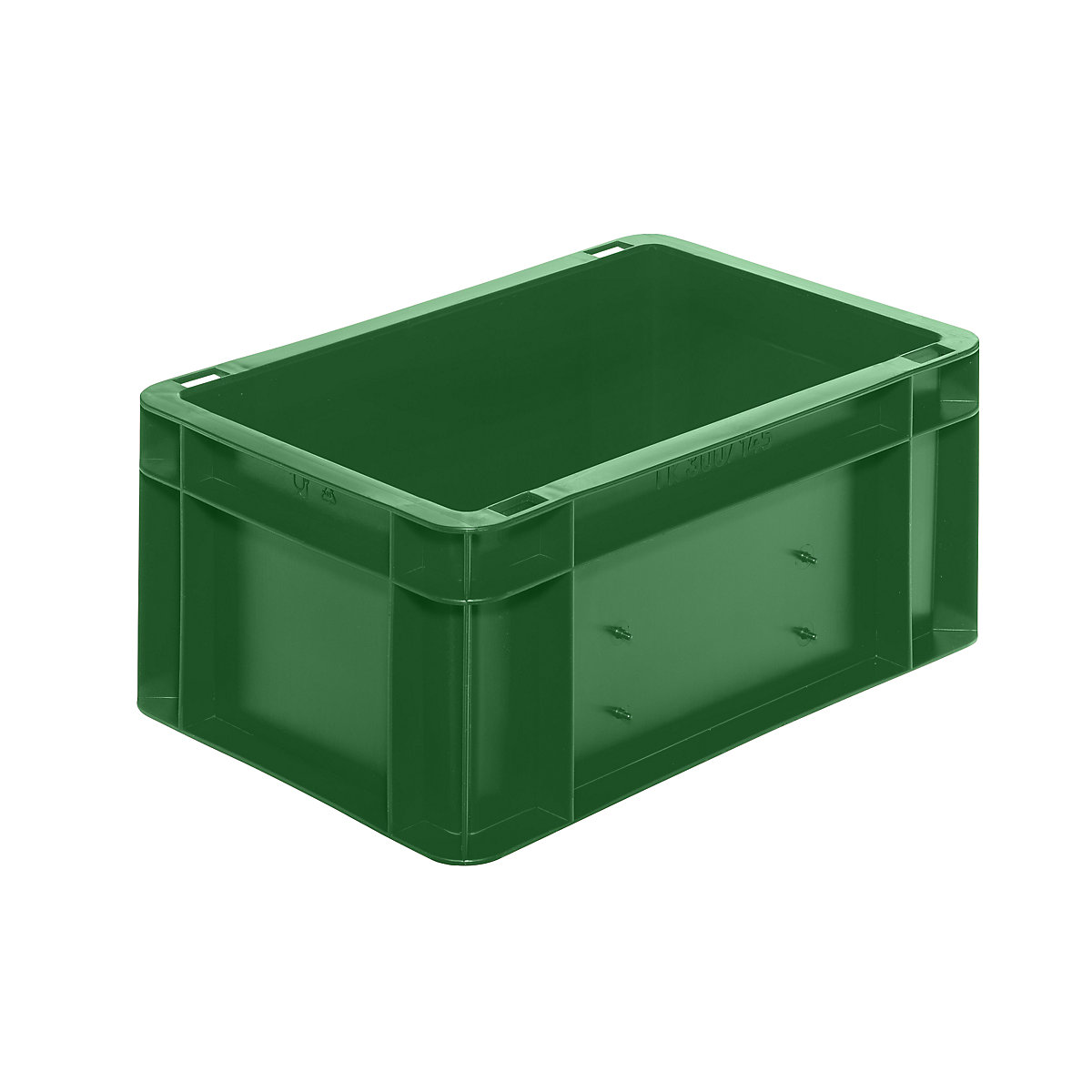 Euro stacking container, closed walls and base, LxWxH 300 x 200 x 145 mm, green, pack of 5-5