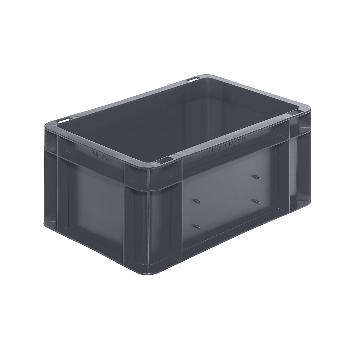 Euro stacking container, closed walls and base, LxWxH 300 x 200 x 145 mm, grey, pack of 5-4