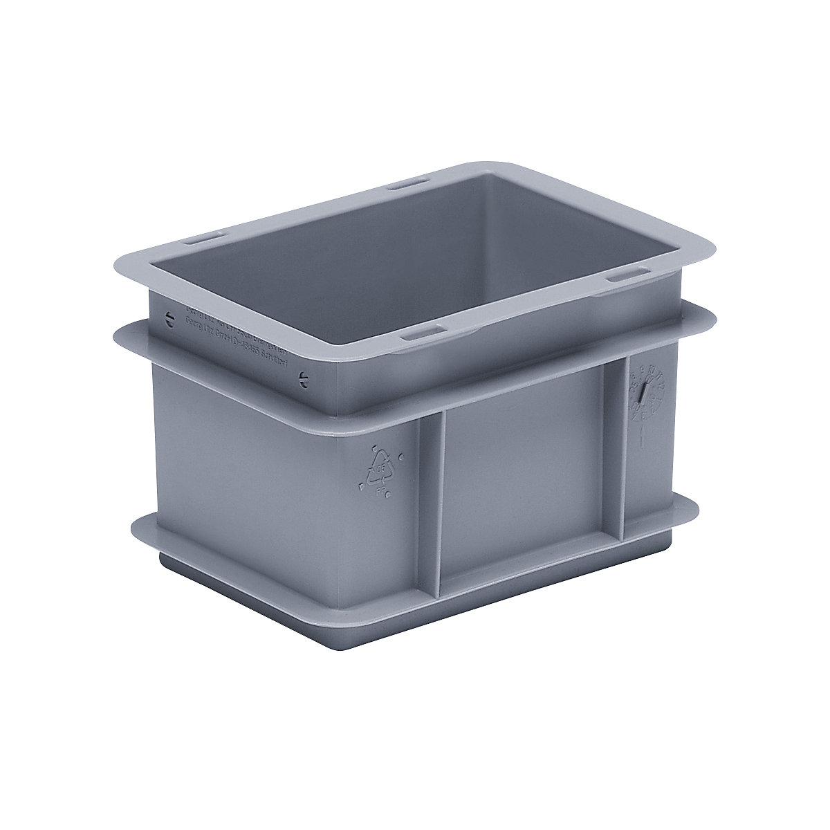 Euro stacking container made of polypropylene (PP), max. load 20 kg, silver grey, capacity 2 l, external height 120 mm, pack of 12