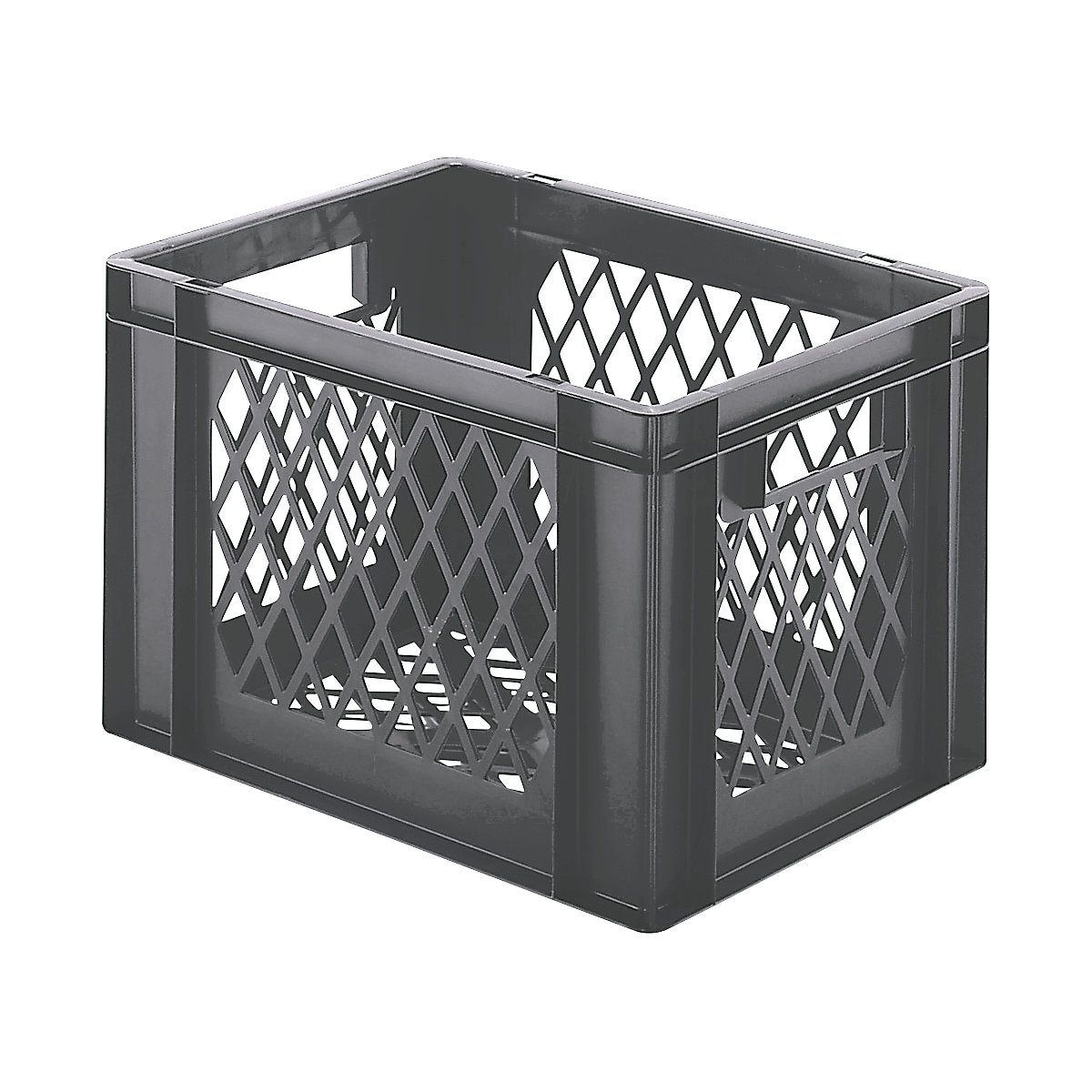 Euro stacking container, perforated walls and base, LxWxH 400 x 300 x 266 mm, grey, pack of 5