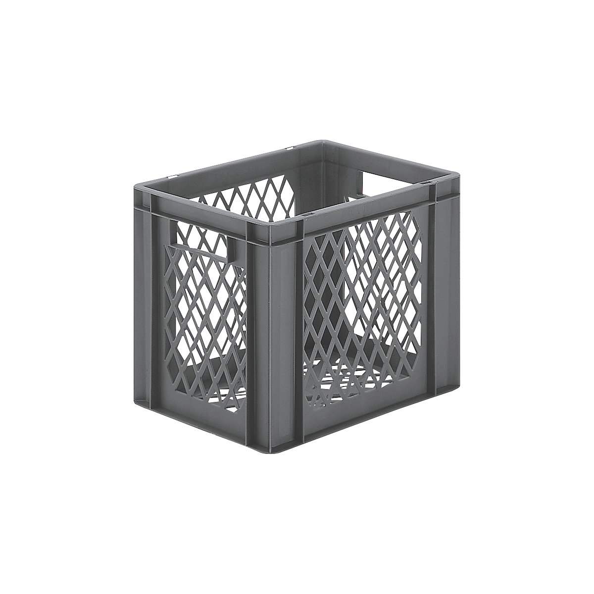 Euro stacking container, perforated walls and base, LxWxH 400 x 300 x 320 mm, grey, pack of 5-8