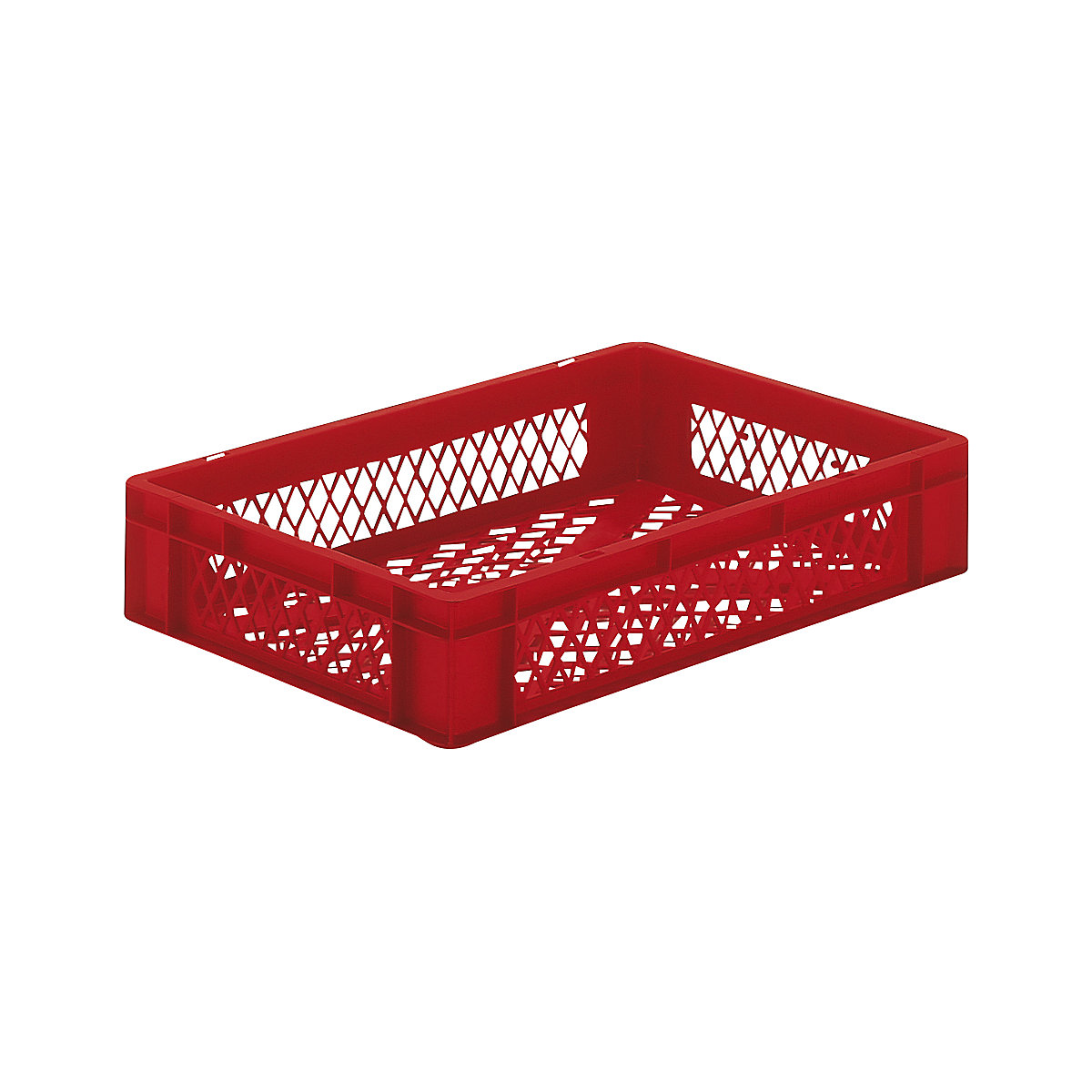 Euro stacking container, perforated walls and base, LxWxH 600 x 400 x 120 mm, red, pack of 5-8