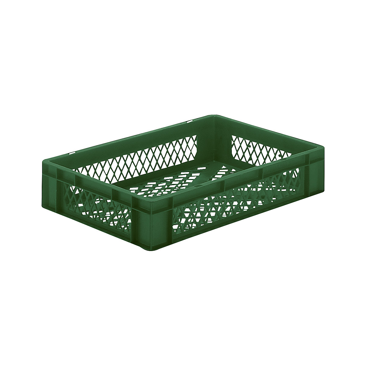 Euro stacking container, perforated walls and base, LxWxH 600 x 400 x 120 mm, green, pack of 5-7