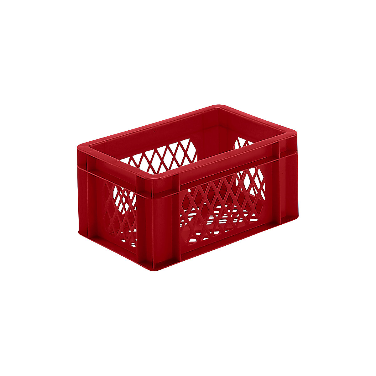 Euro stacking container, perforated walls and base, LxWxH 300 x 200 x 145 mm, red, pack of 5-7