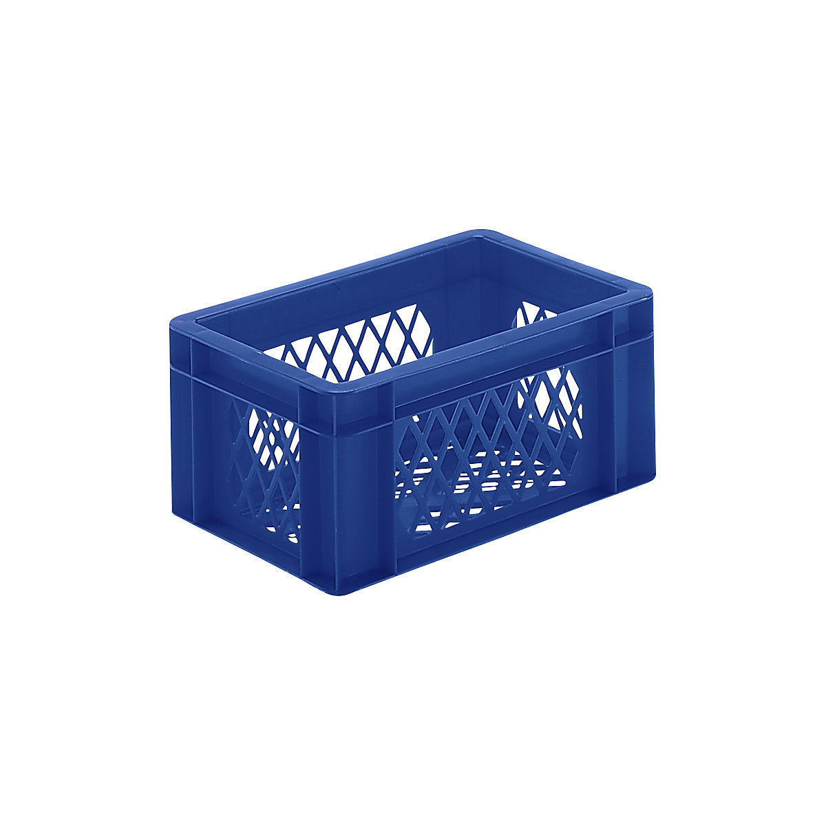 Euro stacking container, perforated walls and base, LxWxH 300 x 200 x 145 mm, blue, pack of 5-6