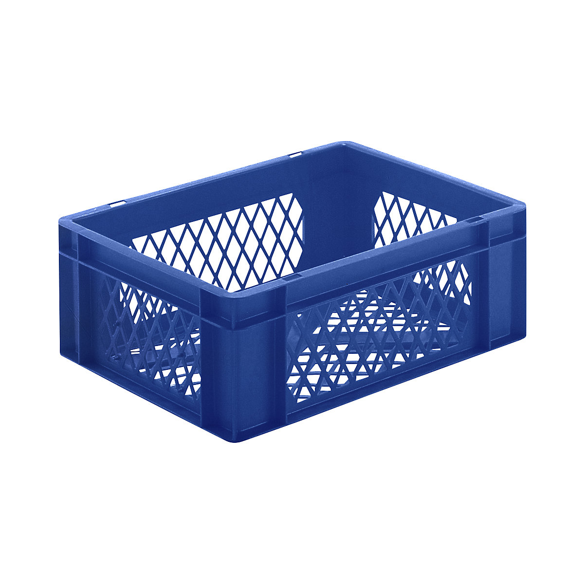 Euro stacking container, perforated walls and base, LxWxH 400 x 300 x 145 mm, blue, pack of 5-7