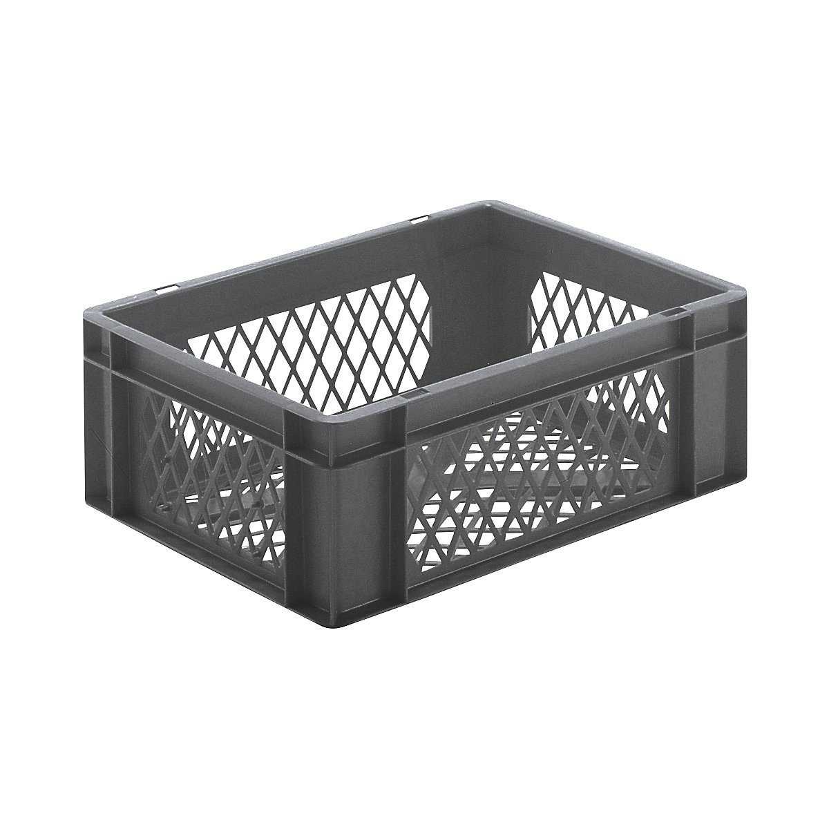 Euro stacking container, perforated walls and base, LxWxH 400 x 300 x 145 mm, grey, pack of 5-4