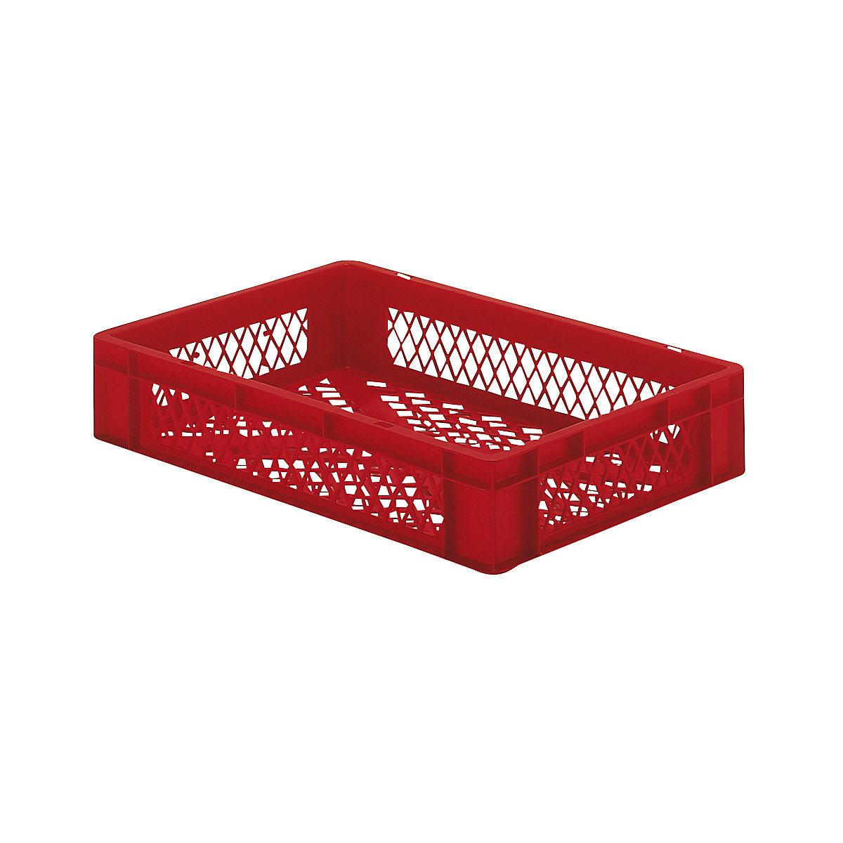 Euro stacking container, perforated walls and base, LxWxH 600 x 400 x 120 mm, red, pack of 5