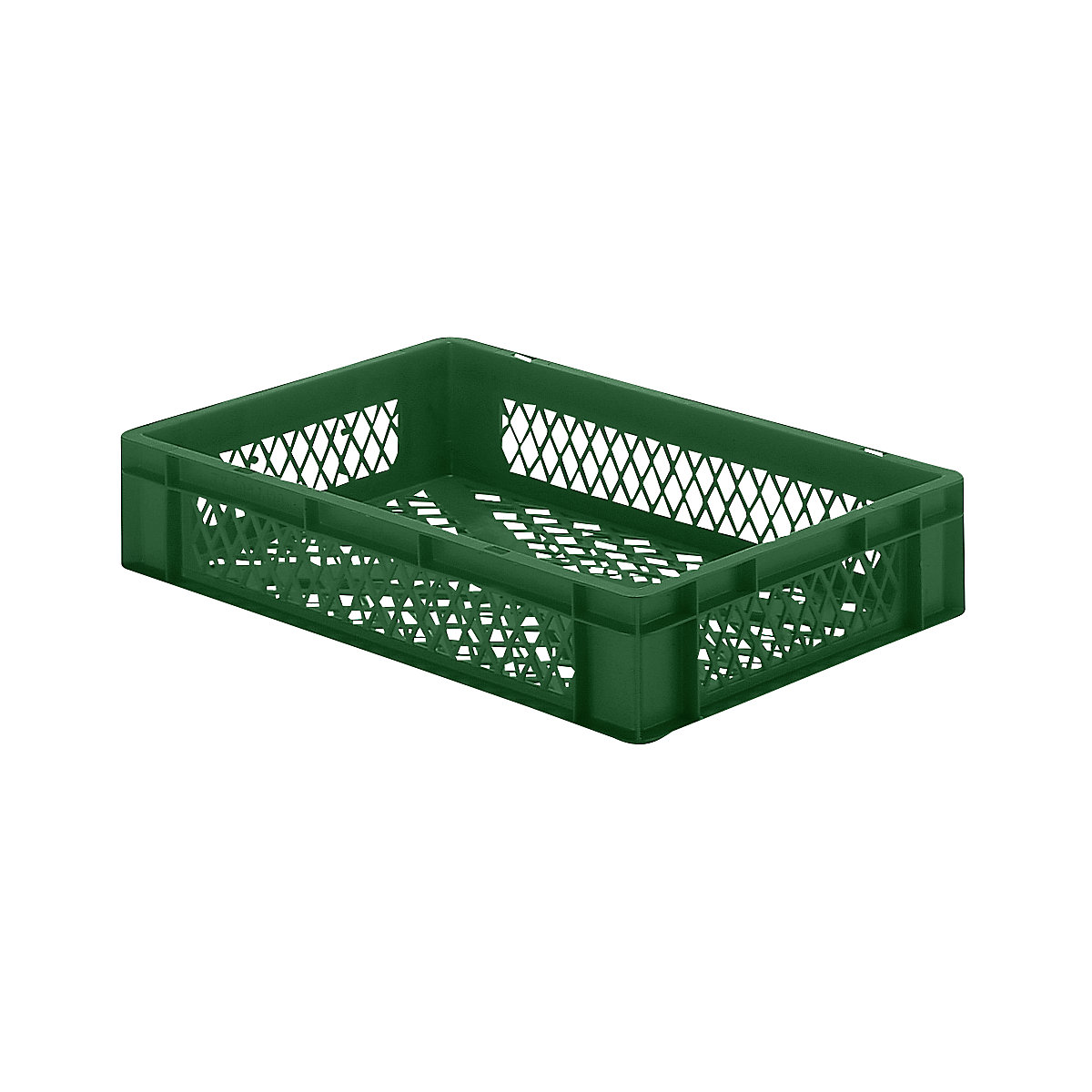 Euro stacking container, perforated walls and base, LxWxH 600 x 400 x 120 mm, green, pack of 5