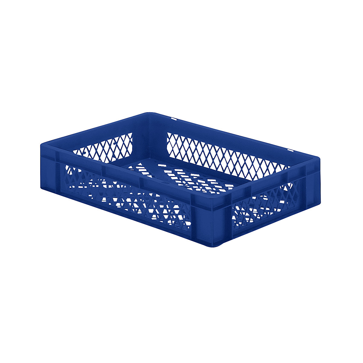 Euro stacking container, perforated walls and base, LxWxH 600 x 400 x 120 mm, blue, pack of 5
