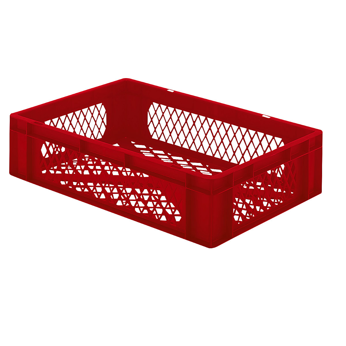 Euro stacking container, perforated walls and base, LxWxH 600 x 400 x 145 mm, red, pack of 5