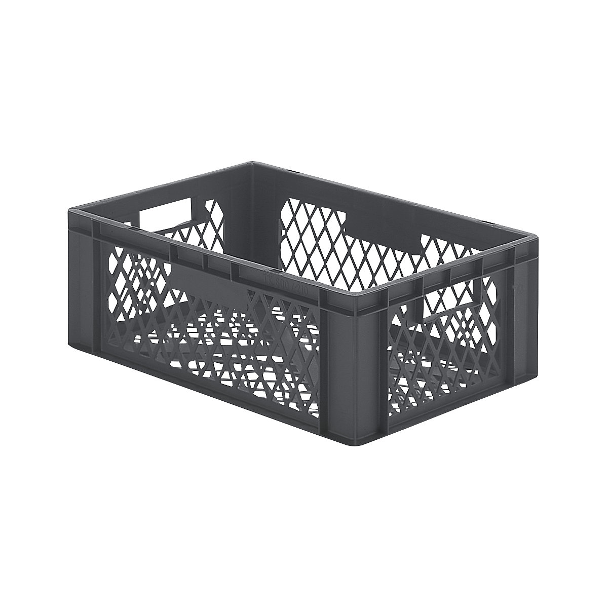 Euro stacking container, perforated walls and base, LxWxH 600 x 400 x 210 mm, grey, pack of 5