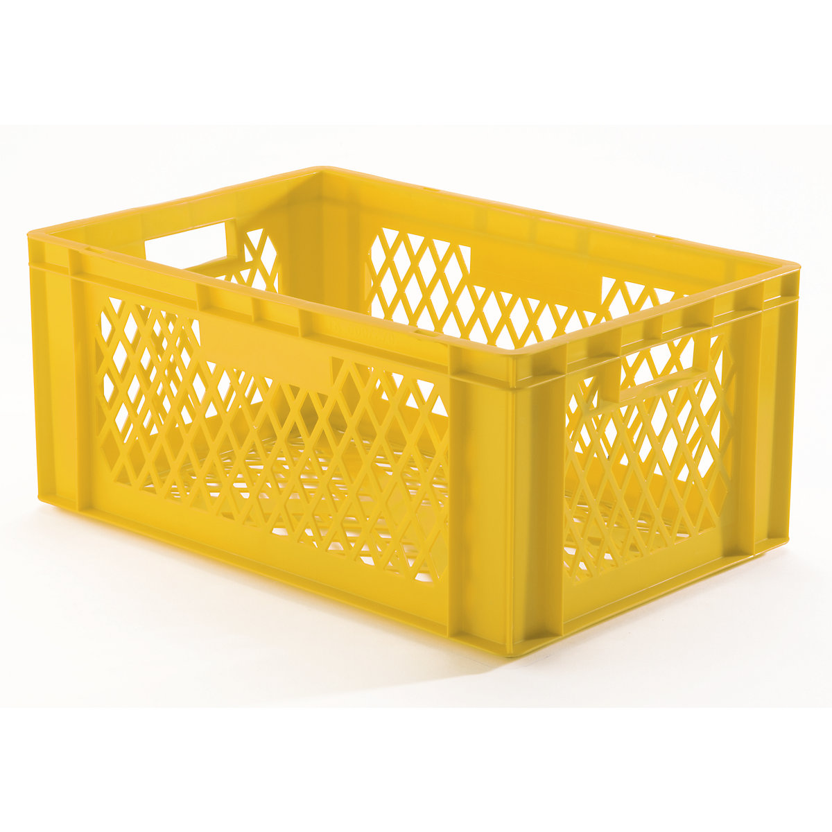Euro stacking container, perforated walls and base, LxWxH 600 x 400 x 270 mm, yellow, pack of 5