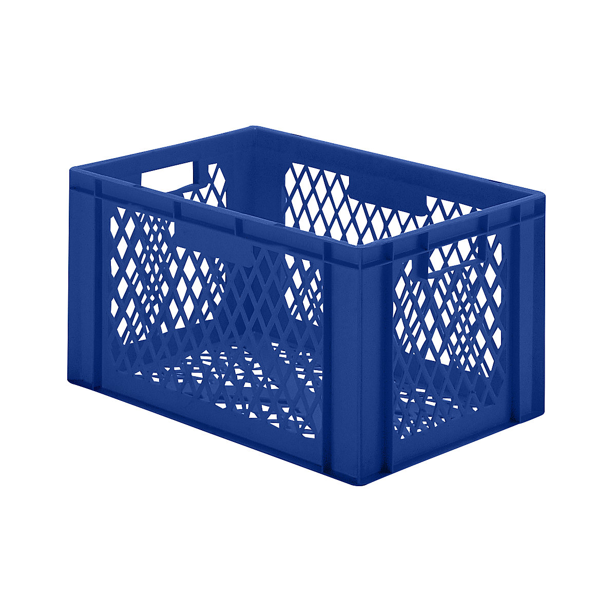 Euro stacking container, perforated walls and base, LxWxH 600 x 400 x 320 mm, blue, pack of 5
