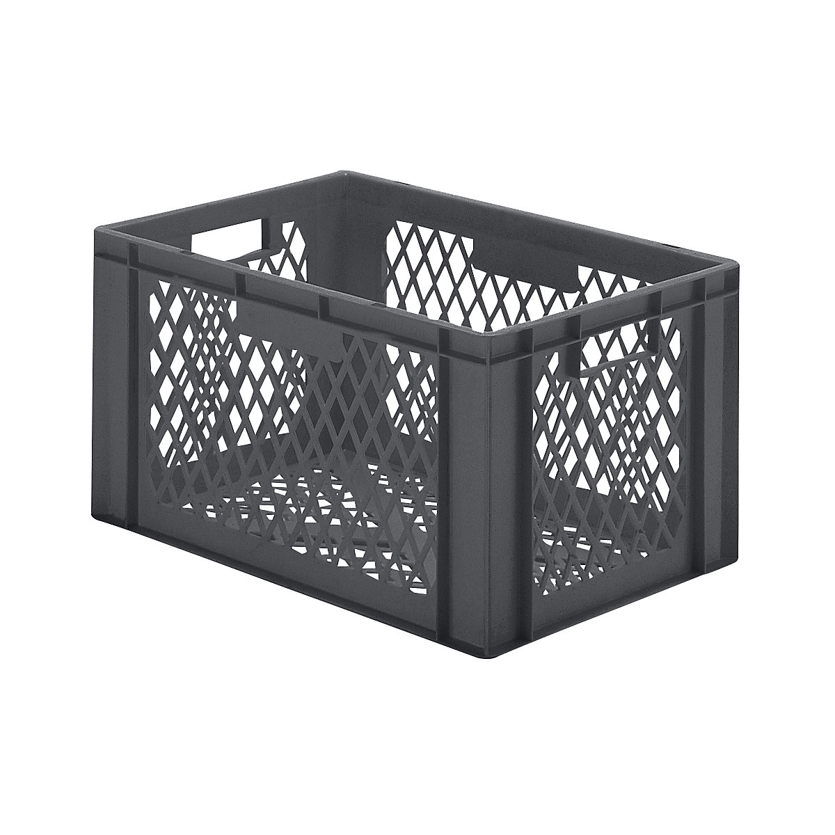 Euro stacking container, perforated walls and base, LxWxH 600 x 400 x 320 mm, grey, pack of 5