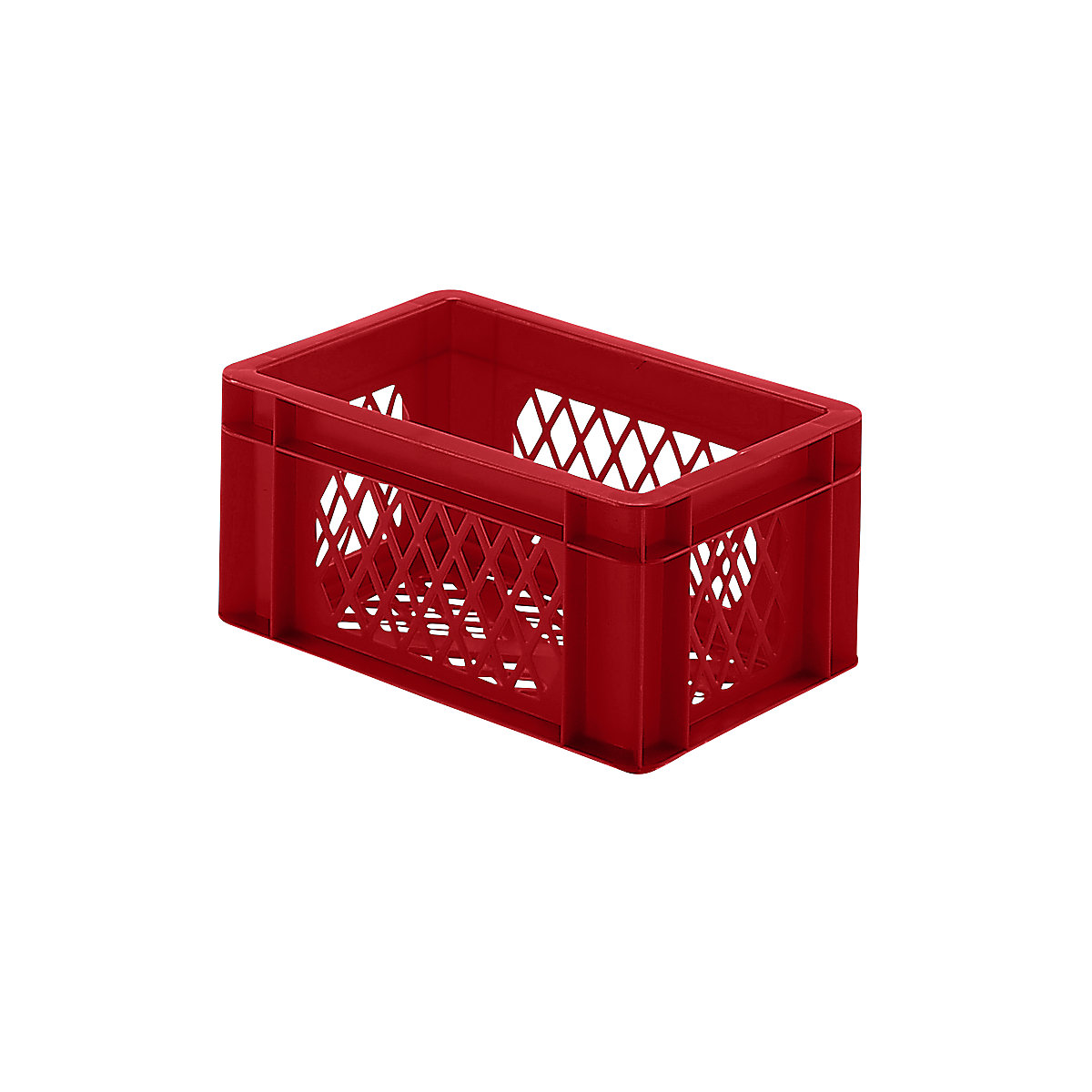 Euro stacking container, perforated walls and base, LxWxH 300 x 200 x 145 mm, red, pack of 5