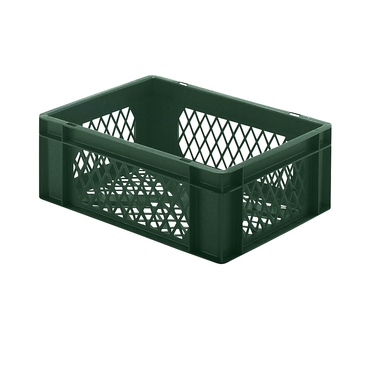 Euro stacking container, perforated walls and base, LxWxH 400 x 300 x 145 mm, green, pack of 5