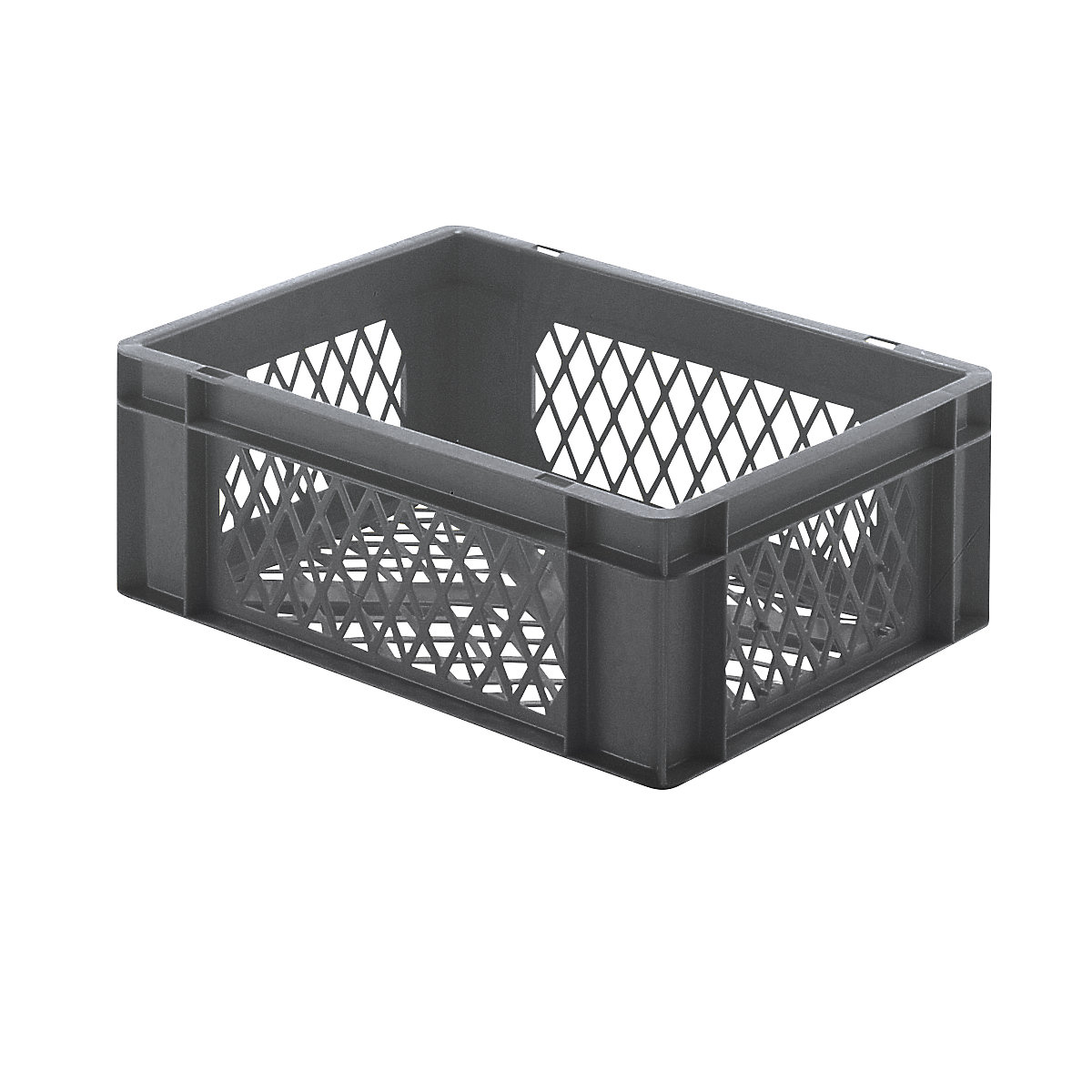 Euro stacking container, perforated walls and base, LxWxH 400 x 300 x 145 mm, grey, pack of 5
