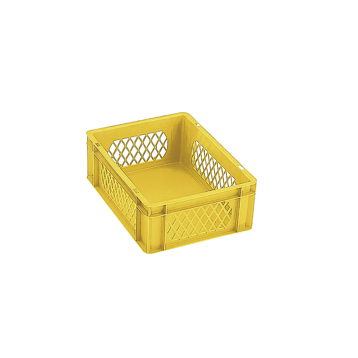Euro stacking container, perforated walls, closed base, LxWxH 400 x 300 x 145 mm, yellow, pack of 5