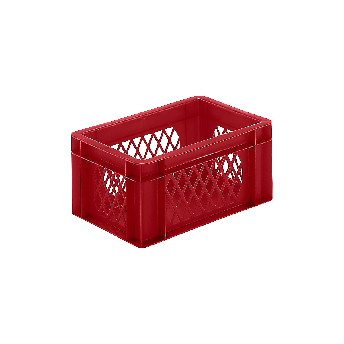 Euro stacking container, perforated walls, closed base, LxWxH 300 x 200 x 145 mm, red, pack of 5-6