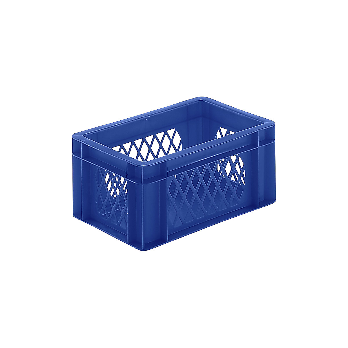 Euro stacking container, perforated walls, closed base, LxWxH 300 x 200 x 145 mm, blue, pack of 5-7