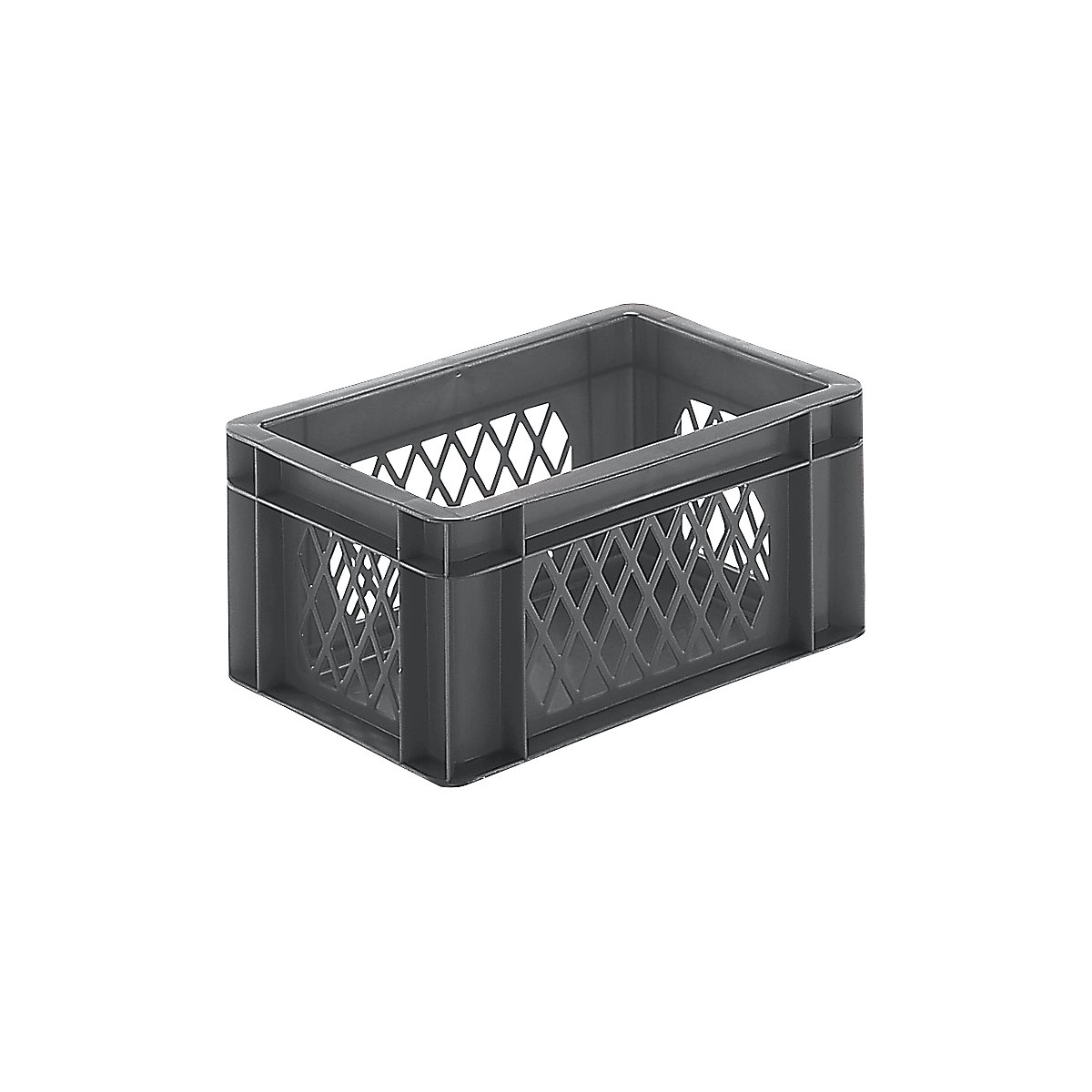 Euro stacking container, perforated walls, closed base, LxWxH 300 x 200 x 145 mm, grey, pack of 5-5